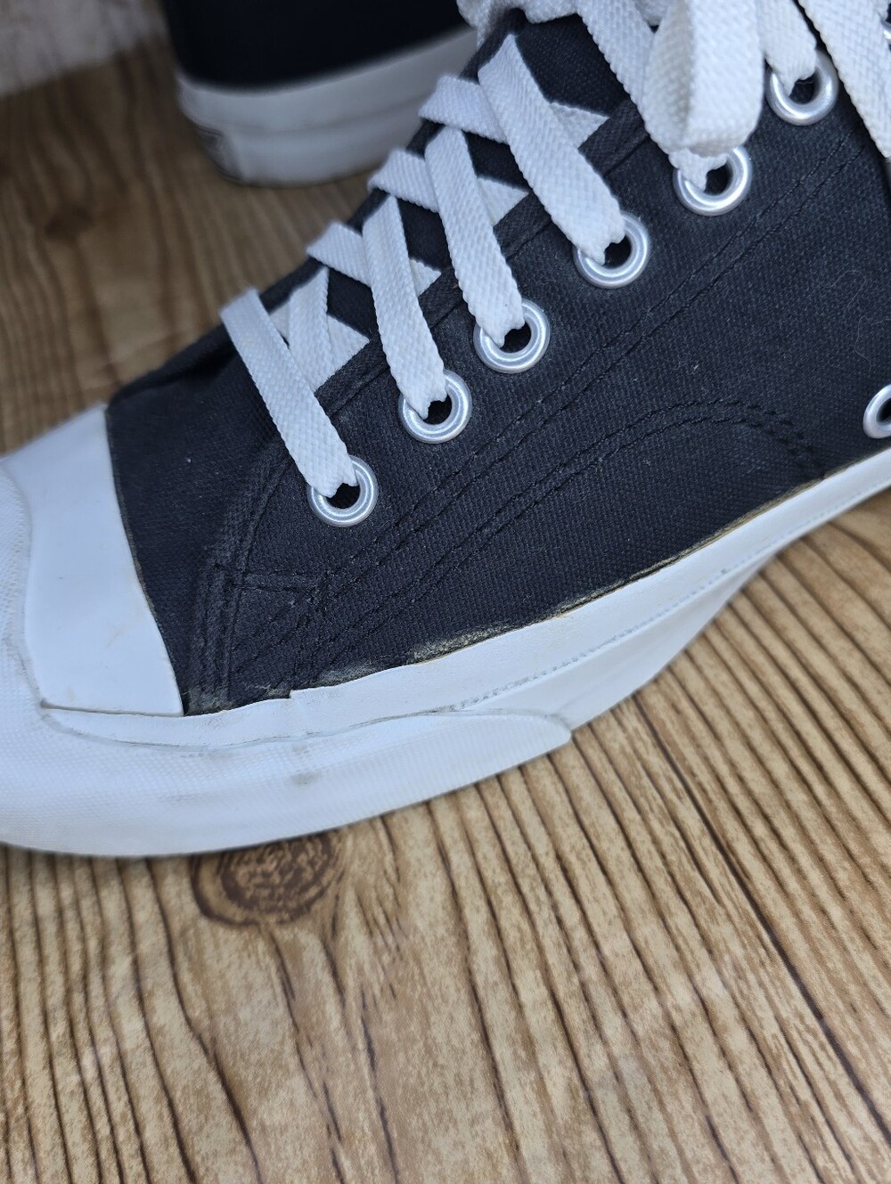 Men's Jack Purcell Converse Black & White Low Top Sneakers Size 9.5 - Picture 6 of 11